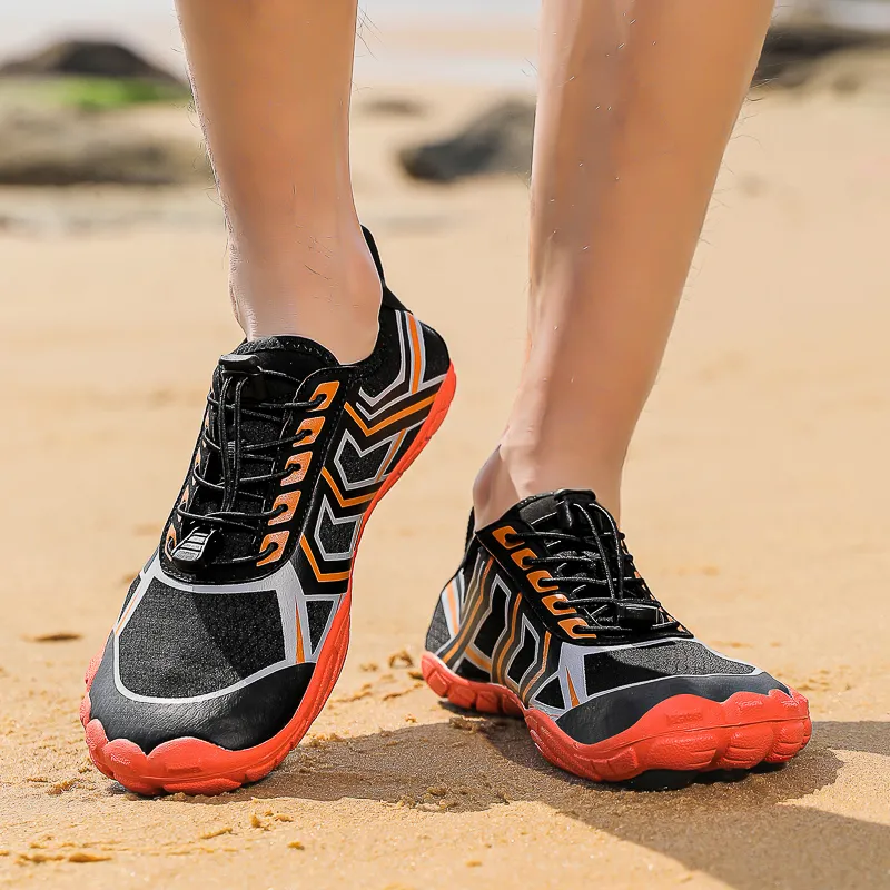TELENT Odor Resistant Quick Dry Lightweight River Trekking Shoes Unisex Black Orange-3