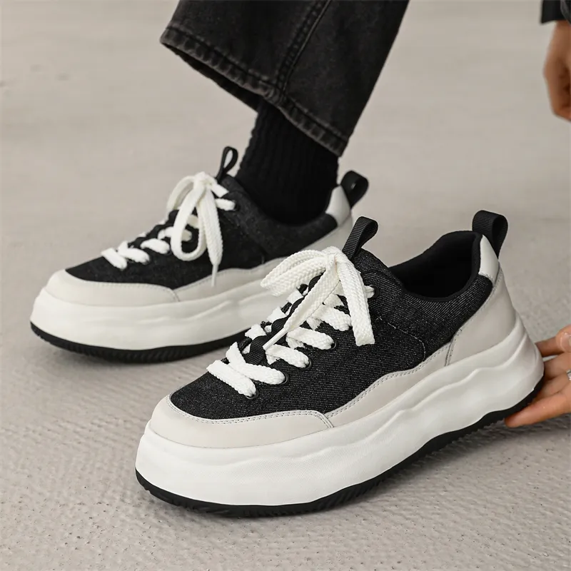 TELENT Slip Resistant Waterproof Abrasion Resistant Low Top Skateboard Shoes Men's Black White-1