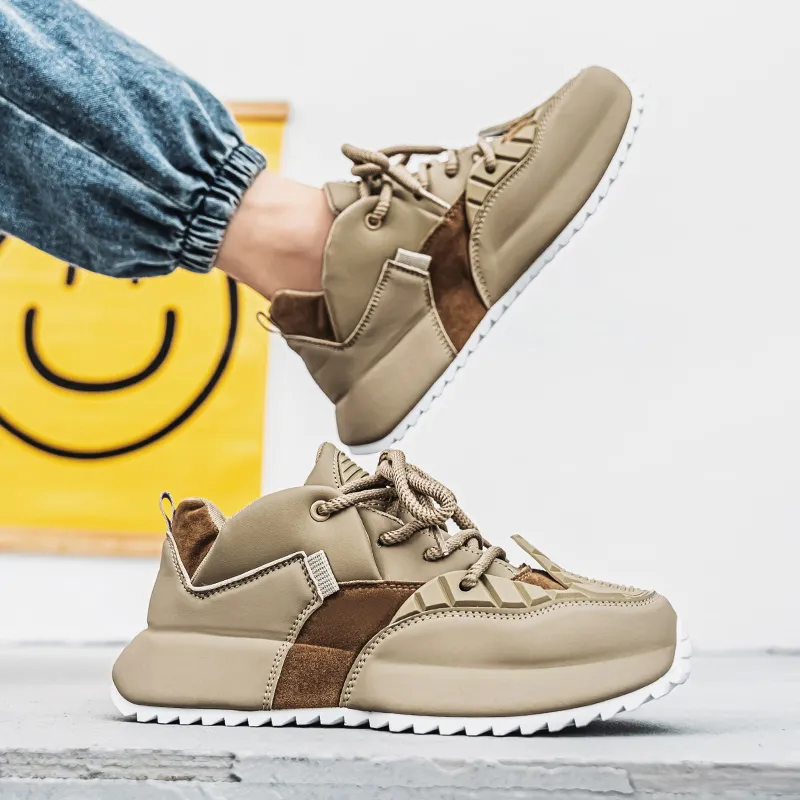 TELENT Slip Resistant Waterproof Coverage Low Top Chunky Sneakers Men's Brown-3