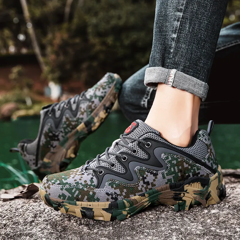 TELENT Coverage Slip Resistant Low Top Mountaineering & Hiking Shoes Men's Army Camouflage-1