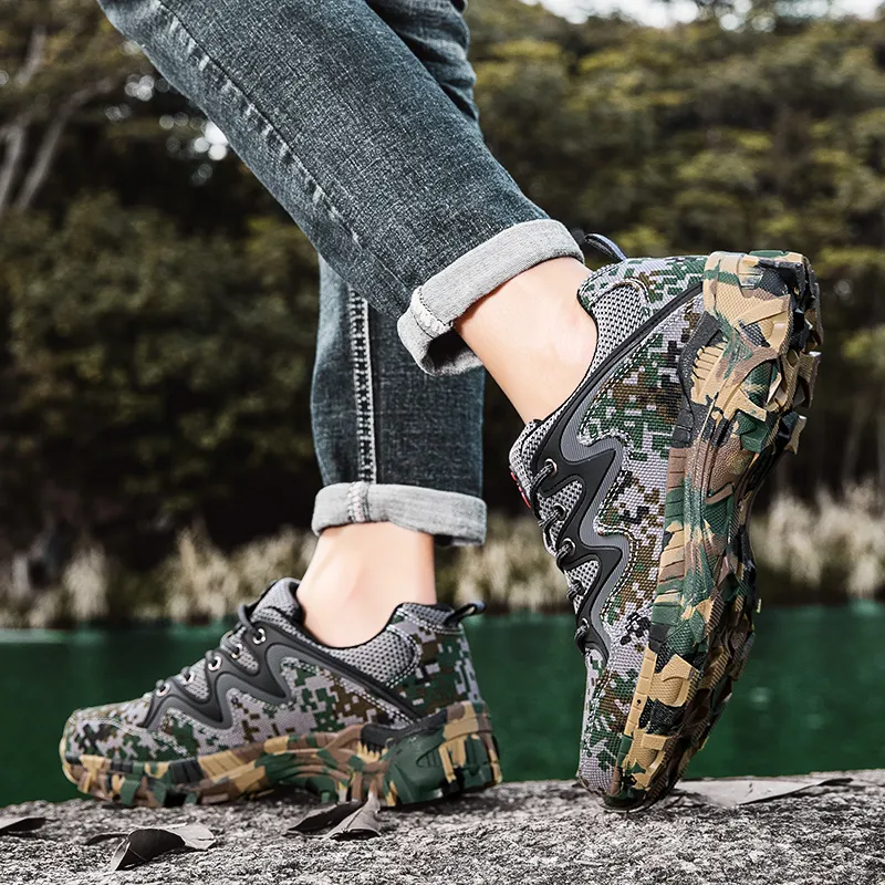 TELENT Coverage Slip Resistant Low Top Mountaineering & Hiking Shoes Men's Army Camouflage-3