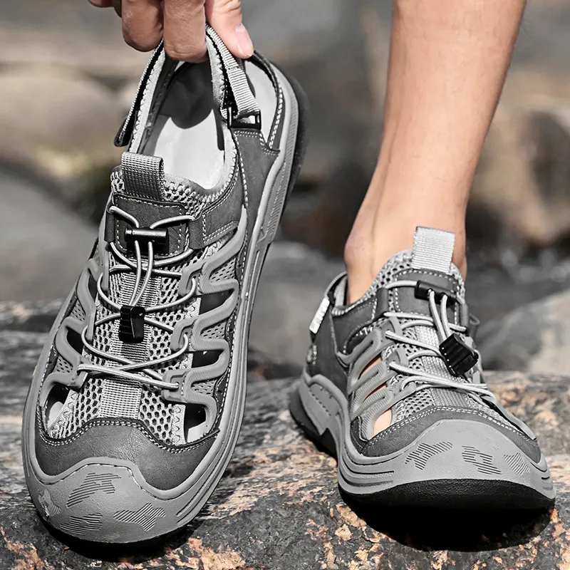 TELENT Breathable Cushioning River Trekking Shoes Men's Gray-3