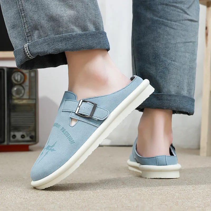 TELENT Slip Resistant Abrasion Resistant Closed Toe Slippers Men's Denim Blue-1