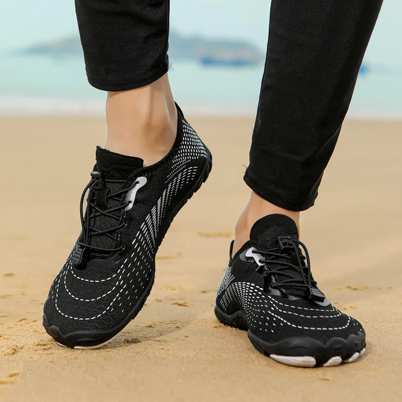 TELENT Odor Resistant Quick Dry Lightweight River Trekking Shoes Unisex Black White-4