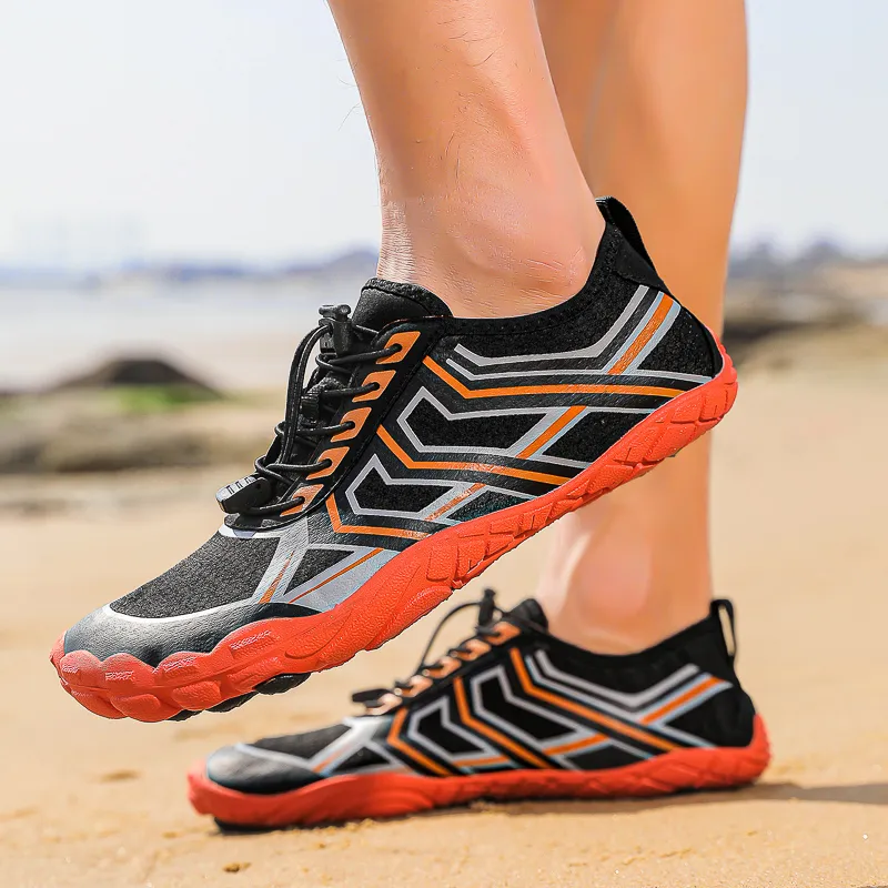 TELENT Odor Resistant Quick Dry Lightweight River Trekking Shoes Unisex Black Orange-2