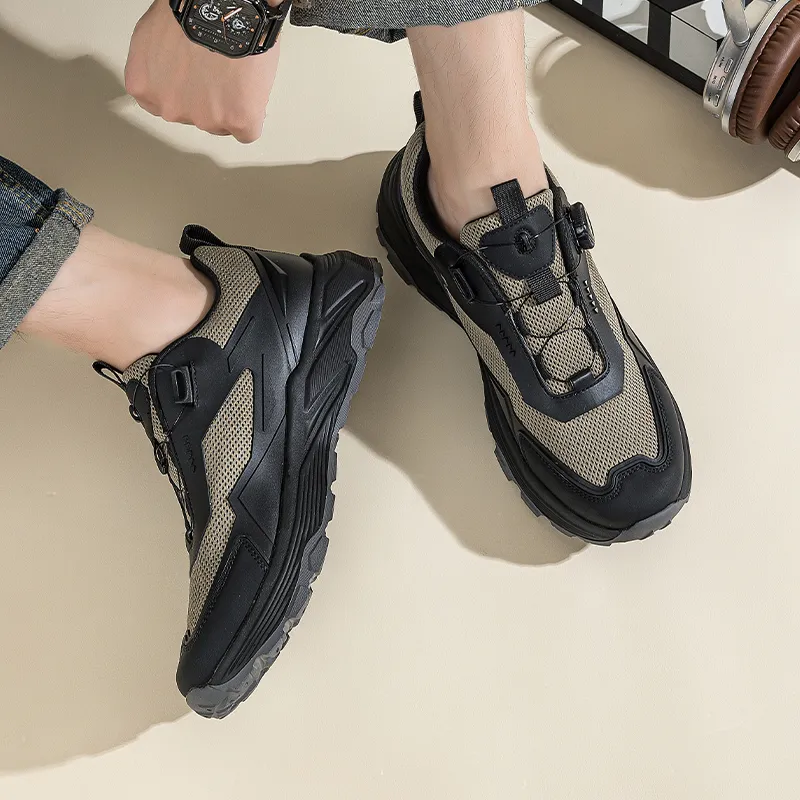 TELENT Cushioning Coverage Lightweight Low Top Casual Racing Running Shoes Men's Black Brown-1