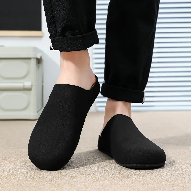 TELENT Slip Resistant Abrasion Resistant Closed Toe Slippers Men's Black-2