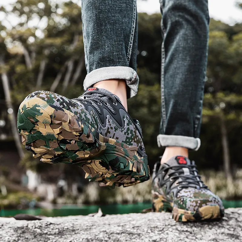 TELENT Coverage Slip Resistant Low Top Mountaineering & Hiking Shoes Men's Army Camouflage-5