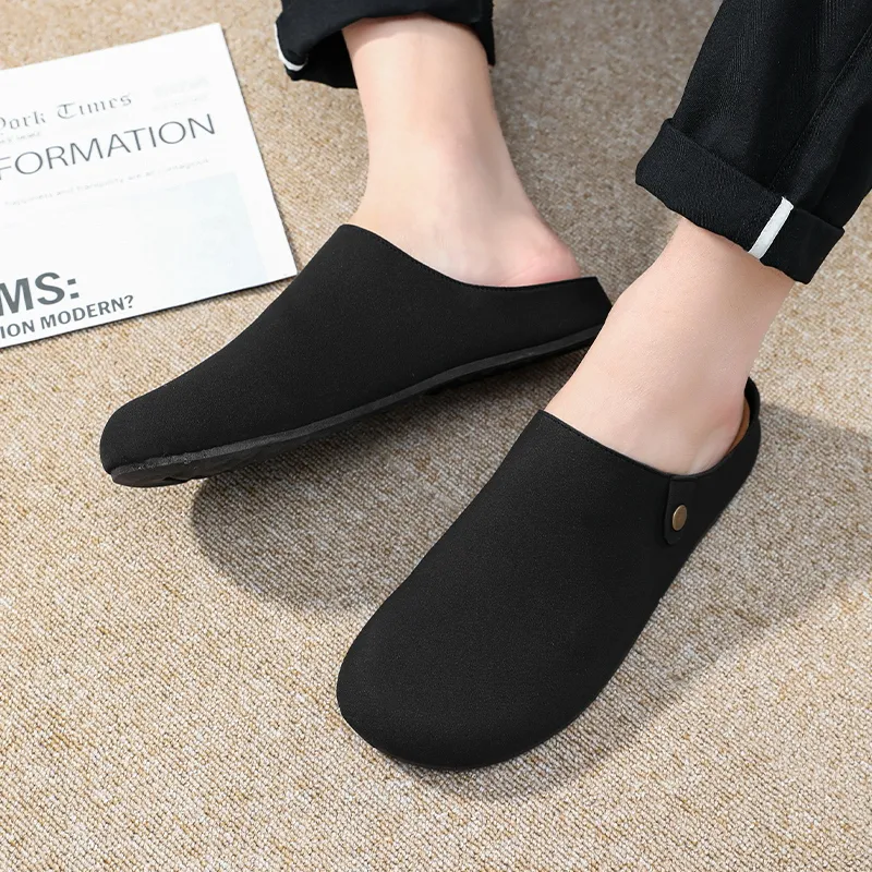 TELENT Slip Resistant Abrasion Resistant Closed Toe Slippers Men's Black-3