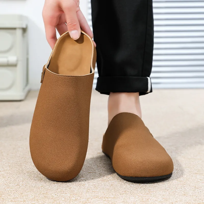 TELENT Slip Resistant Abrasion Resistant Closed Toe Slippers Men's Khaki-3