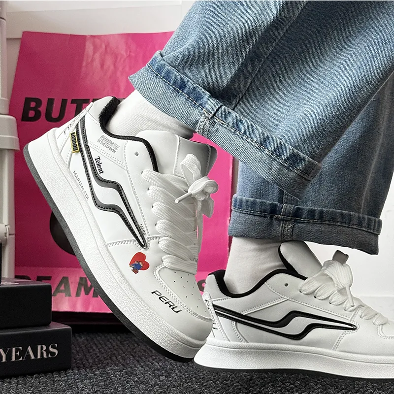 TELENT Cushioning And Breathable Low Top Casual Shoes Unisex White-1