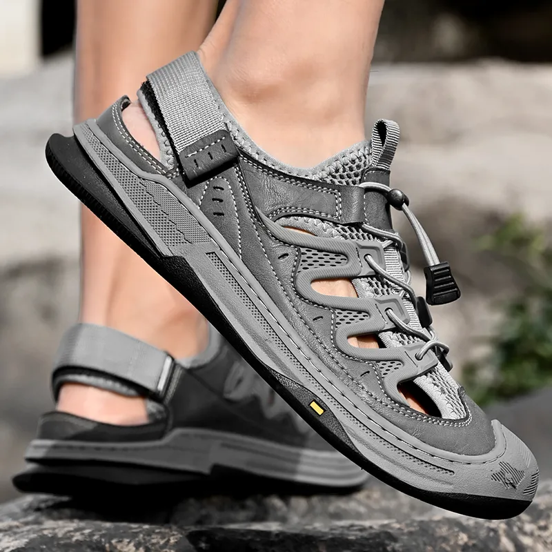 TELENT Breathable Cushioning River Trekking Shoes Men's Gray-4