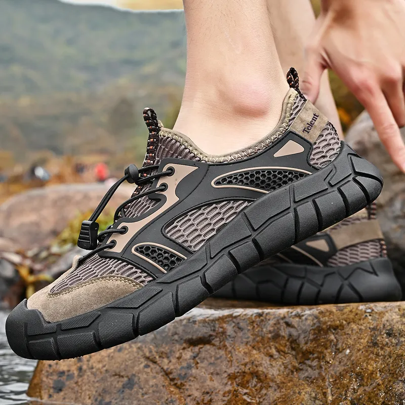 TELENT Breathable Cushioning River Trekking Shoes Men's Khaki-4
