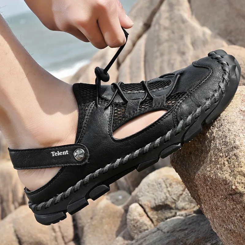 TELENT Anti Slip Wear Resistant River Trekking Shoes Men's Black-3