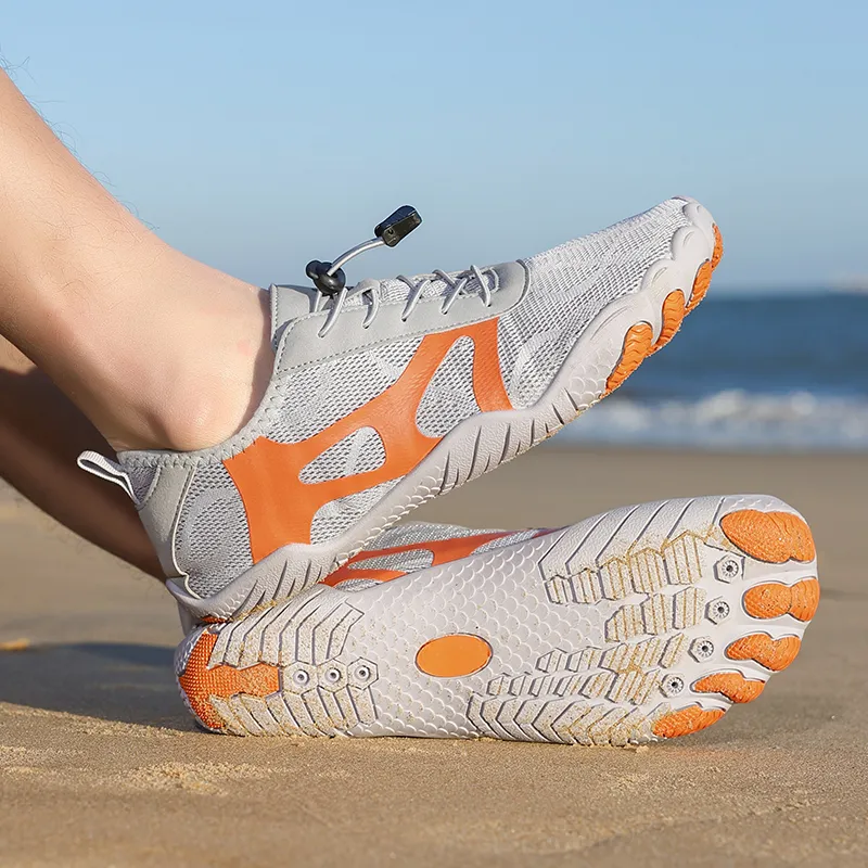 TELENT Odor Resistant Quick Dry Lightweight River Trekking Shoes Unisex Gray Orange-4