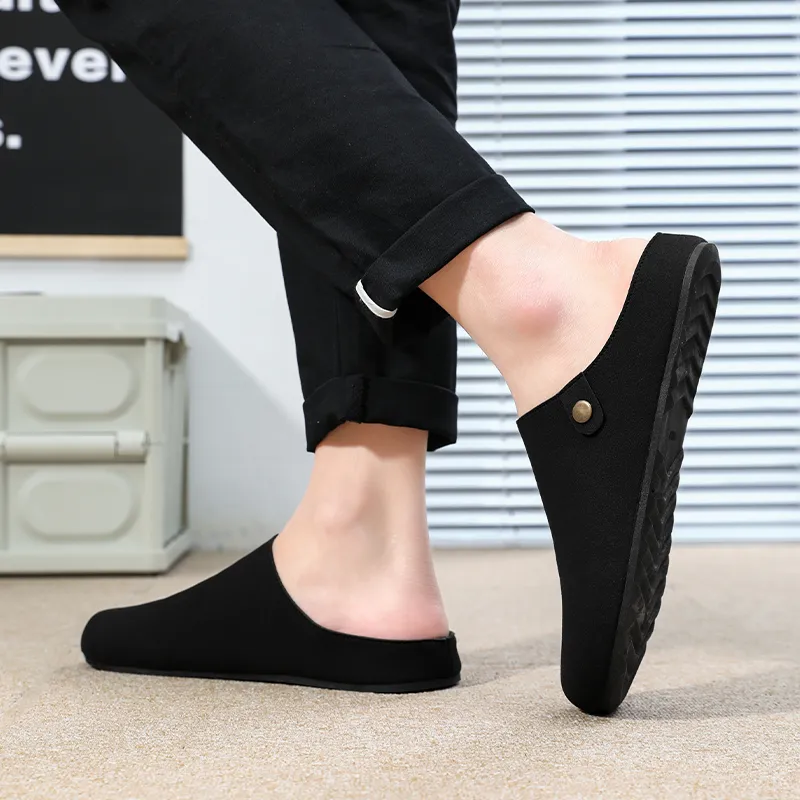 TELENT Slip Resistant Abrasion Resistant Closed Toe Slippers Men's Black-1