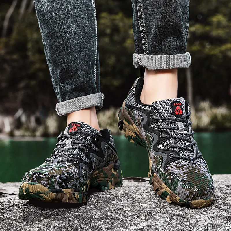 TELENT Coverage Slip Resistant Low Top Mountaineering & Hiking Shoes Men's Army Camouflage-4