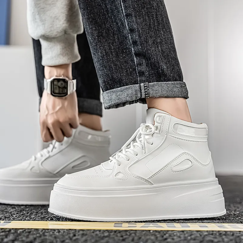 TELENT Coverage Waterproof Abrasion Resistant High Top Skateboard Shoes Men's White-4