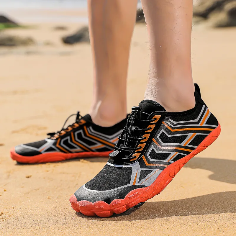 TELENT Odor Resistant Quick Dry Lightweight River Trekking Shoes Unisex Black Orange-1