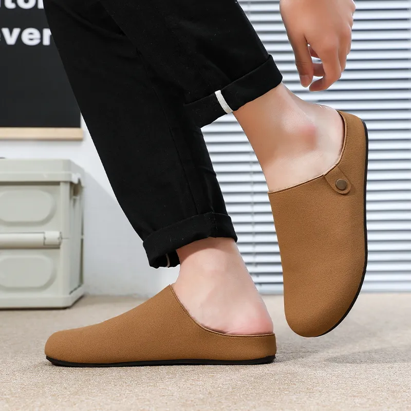 TELENT Slip Resistant Abrasion Resistant Closed Toe Slippers Men's Khaki-1