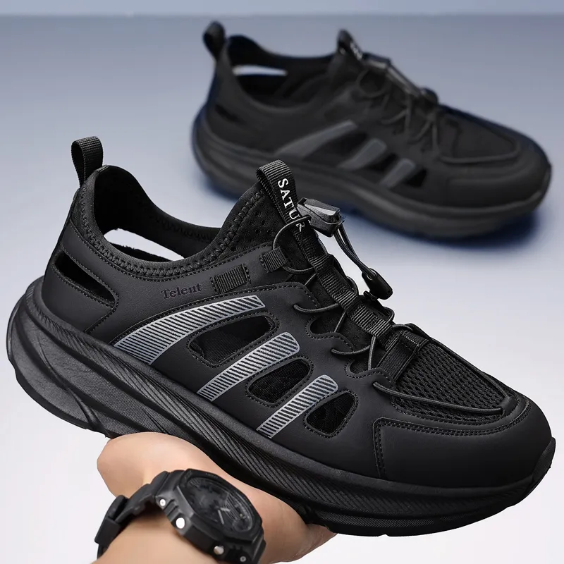 TELENT Breathable Cushioning River Trekking Shoes Men's Black-3