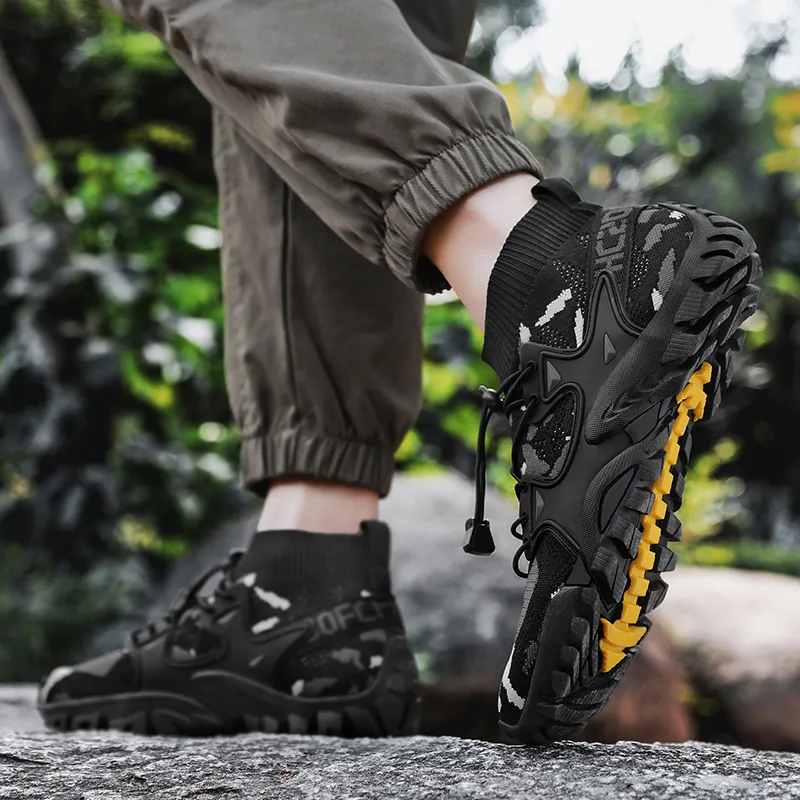 TELENT Coverage Slip Resistant Lightweight Low Top Hiking Shoes Men's Camouflage Black-6