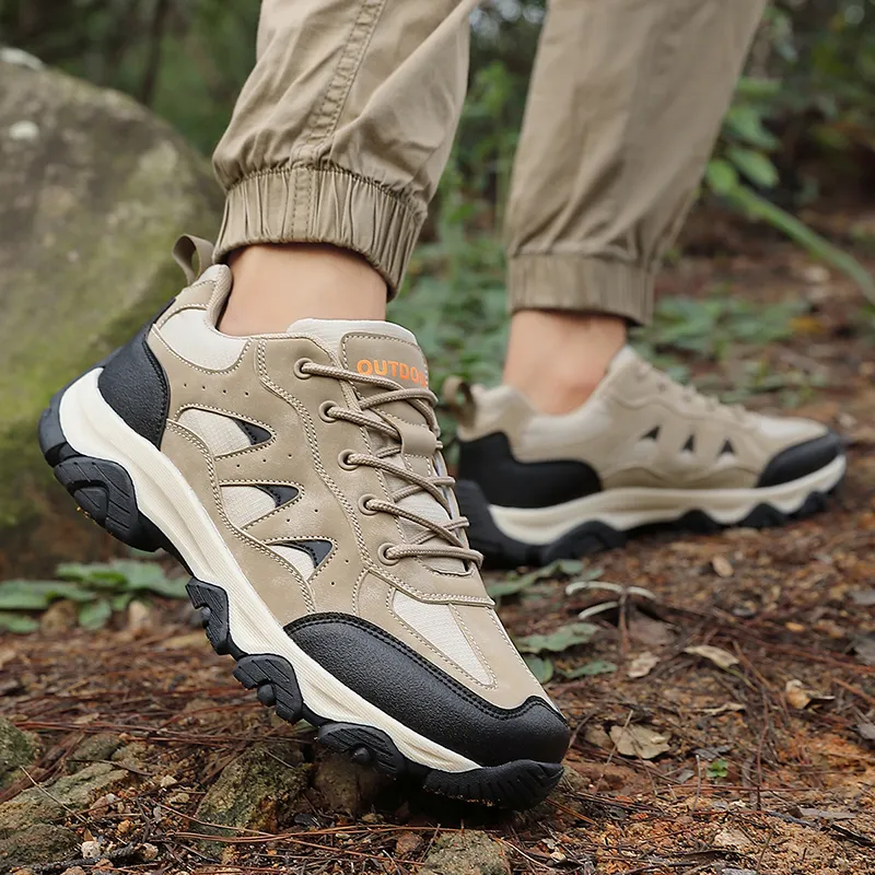 TELENT Coverage Slip Resistant And Abrasion Resistant Low Top Mountaineering & Hiking Shoes Men's Khaki-4