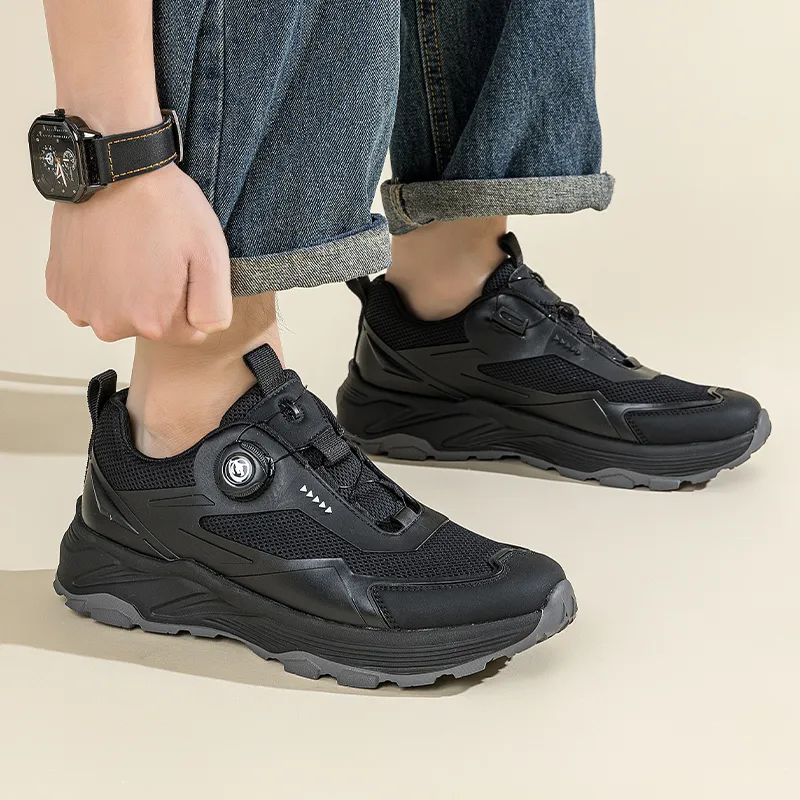 TELENT Cushioning Coverage Slip Resistant Low Top Casual Racing Running Shoes Men's Black-2