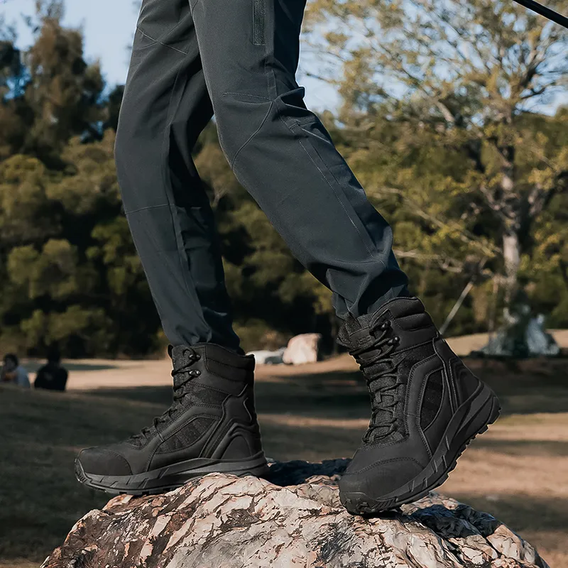 TELENT Coverage Cushioning High Top Hiking Shoes Men's Black-5