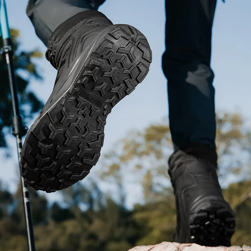 TELENT Coverage Cushioning High Top Hiking Shoes Men's Black-4