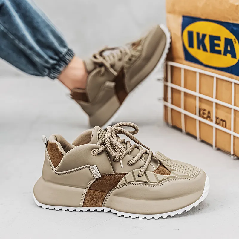 TELENT Slip Resistant Waterproof Coverage Low Top Chunky Sneakers Men's Brown-2