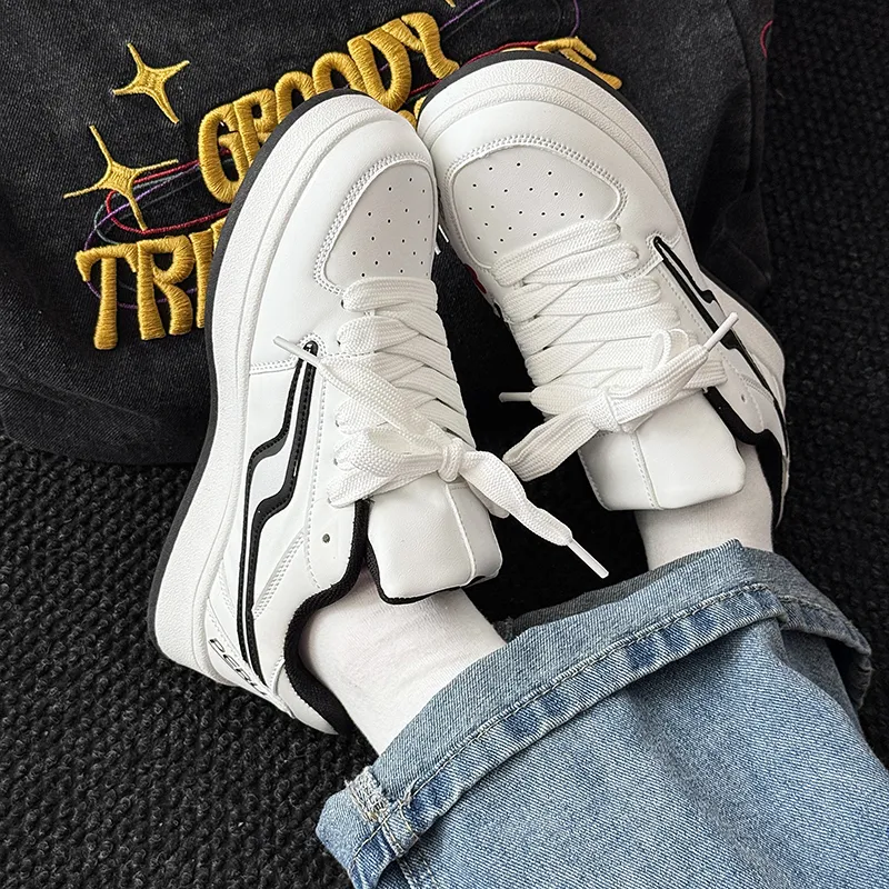TELENT Cushioning And Breathable Low Top Casual Shoes Unisex White-3