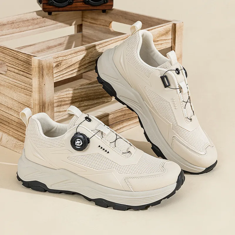 TELENT Cushioning Coverage Low Top Casual Racing Running Shoes Men's Beige-4