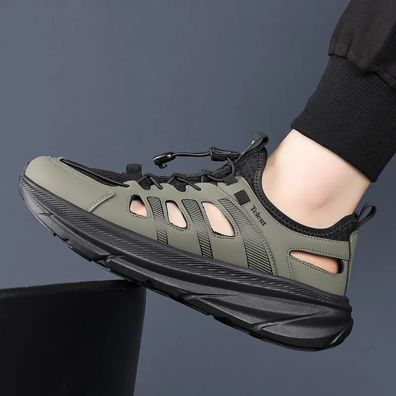 TELENT Breathable Cushioning River Trekking Shoes Men's Army Green-1