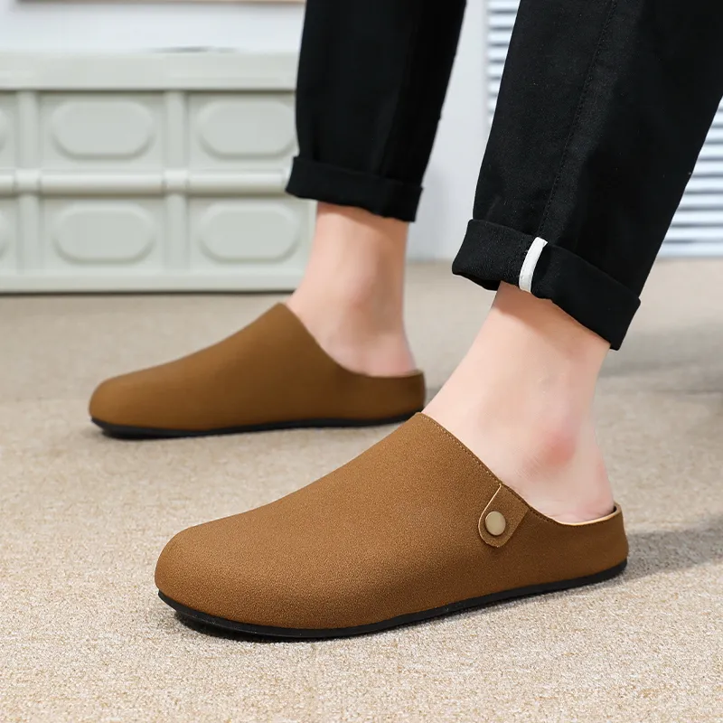 TELENT Slip Resistant Abrasion Resistant Closed Toe Slippers Men's Khaki-2