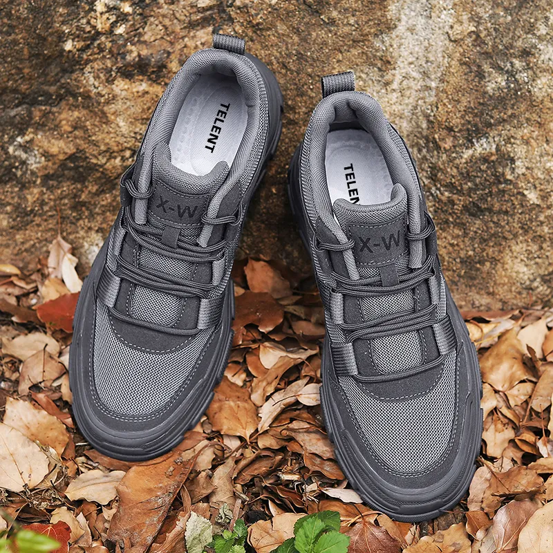 TELENT Wrapping, Wear Resistant And Non Slip Mid Top Hiking Shoes Men's Gray-1