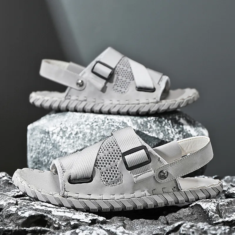 TELENT Beach Sandals Men Milk Tea Light Gray Wheat-6