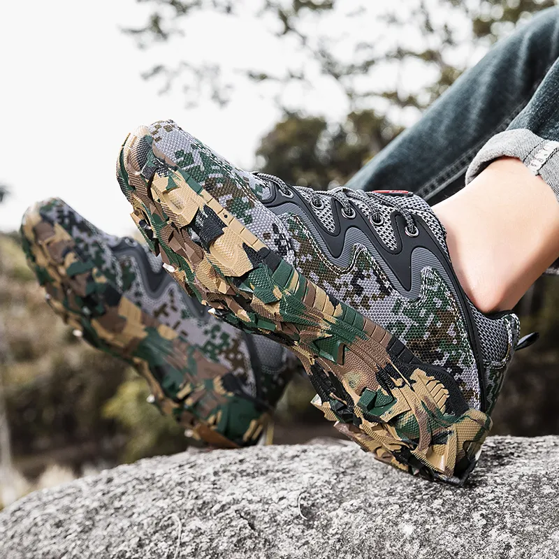 TELENT Coverage Slip Resistant Low Top Mountaineering & Hiking Shoes Men's Army Camouflage-2