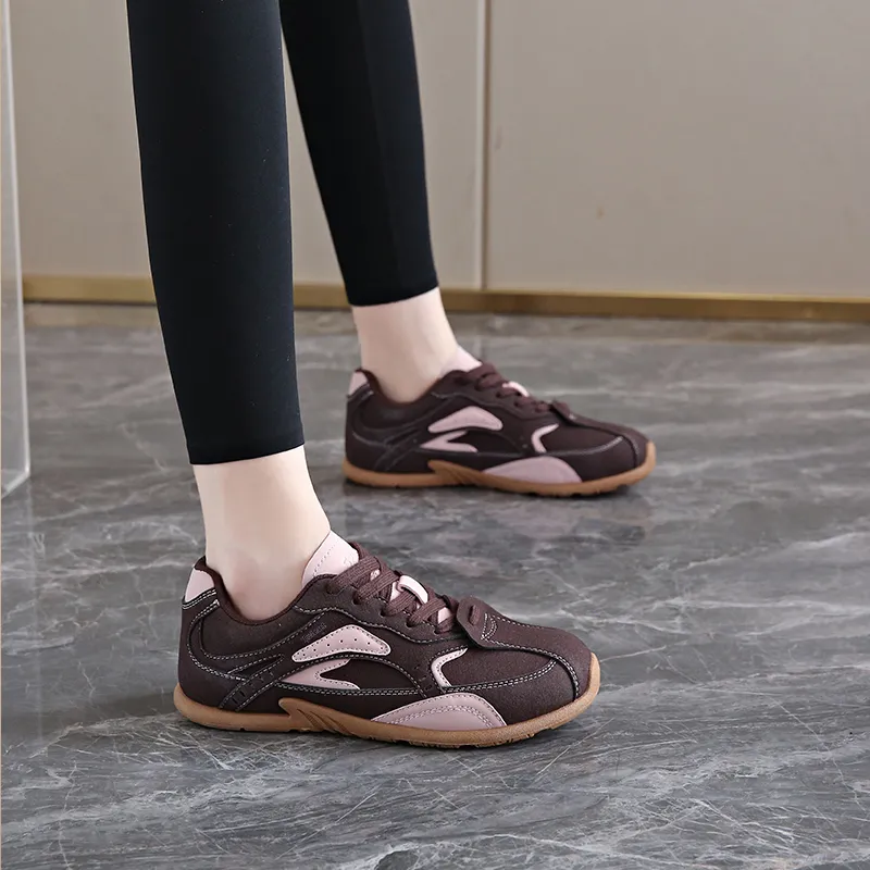 TELENT Cushioning And Breathable Low Top Casual Shoes Women's Brown Pink-3