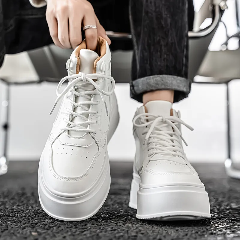 TELENT Coverage Waterproof Abrasion Resistant High Top Skateboard Shoes Men's White-2