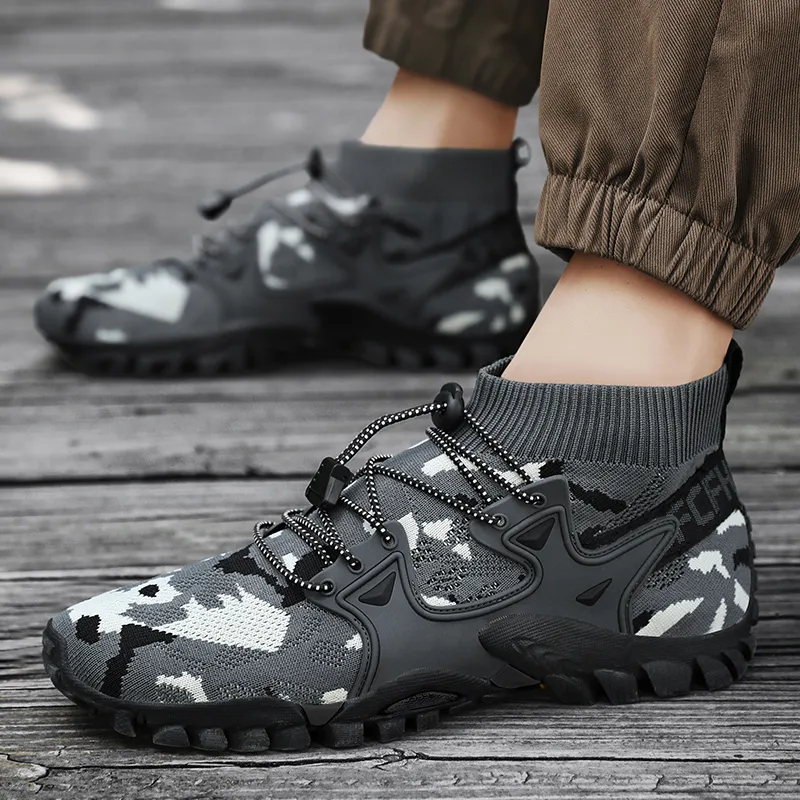 TELENT Abrasion Resistant Coverage Mid Top Hiking Shoes Men's Black-3