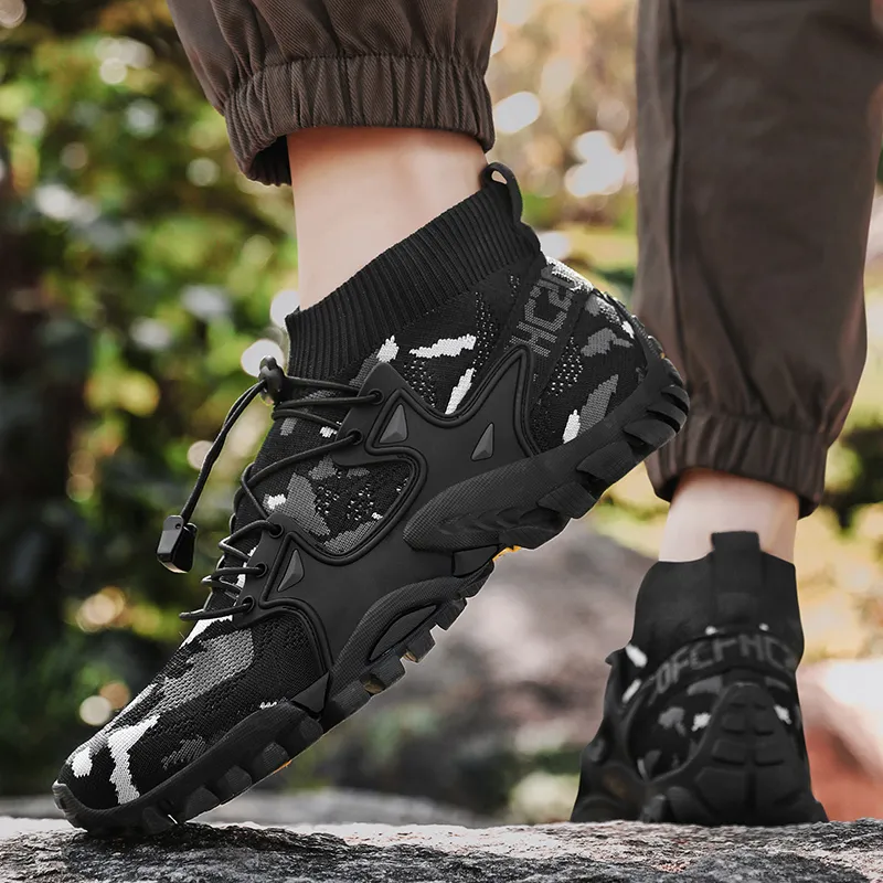 TELENT Coverage Slip Resistant Lightweight Low Top Hiking Shoes Men's Camouflage Black-2