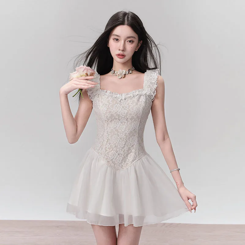 FRAGILE HEART Slip Dress Women's White-1