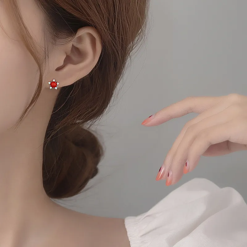PHOENIXSILY 999 Fine Silver Stud Earrings Women's-2