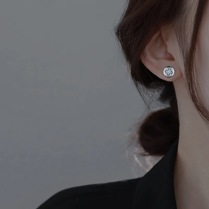 PHOENIXSILY 999 Fine Silver Stud Earrings Women's-3