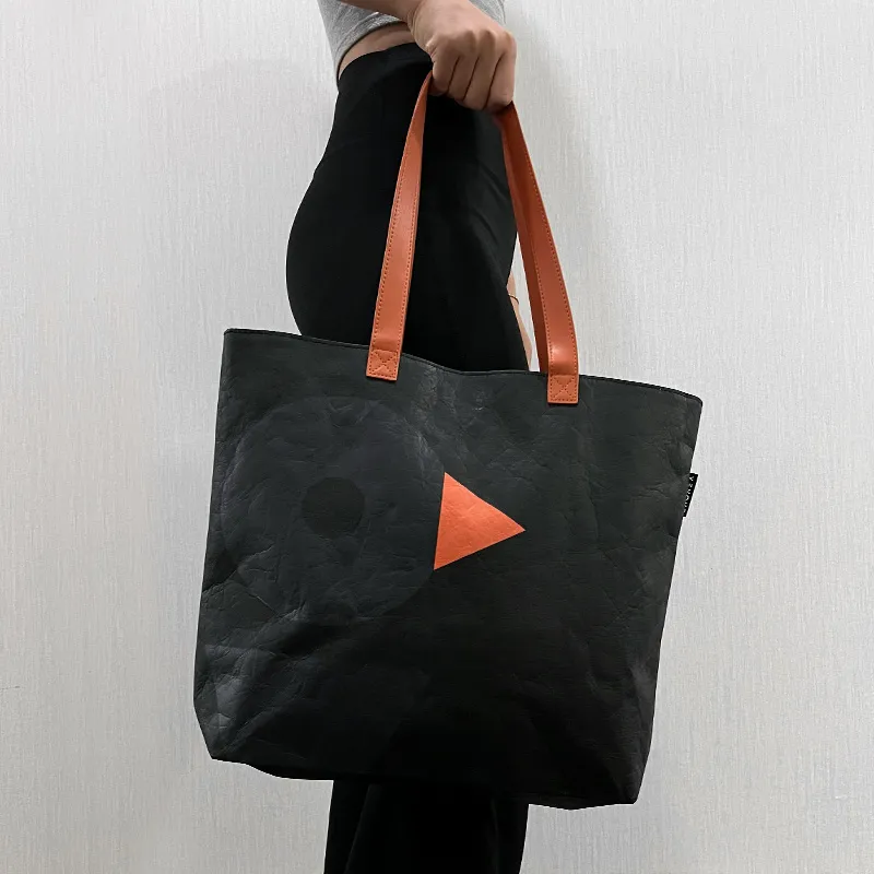 Venque Polyethylene Minimalist Style Tote DuPont Paper Bag Unisex Black-3