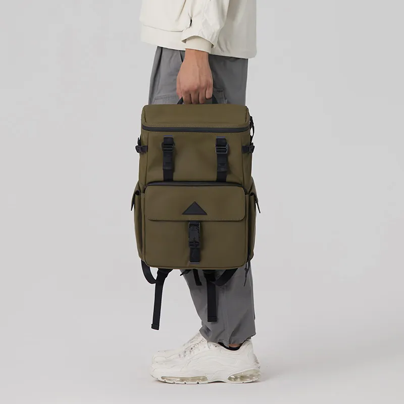 Venque Polyester Backpacks Large Size Unisex Black & Olive Green-4