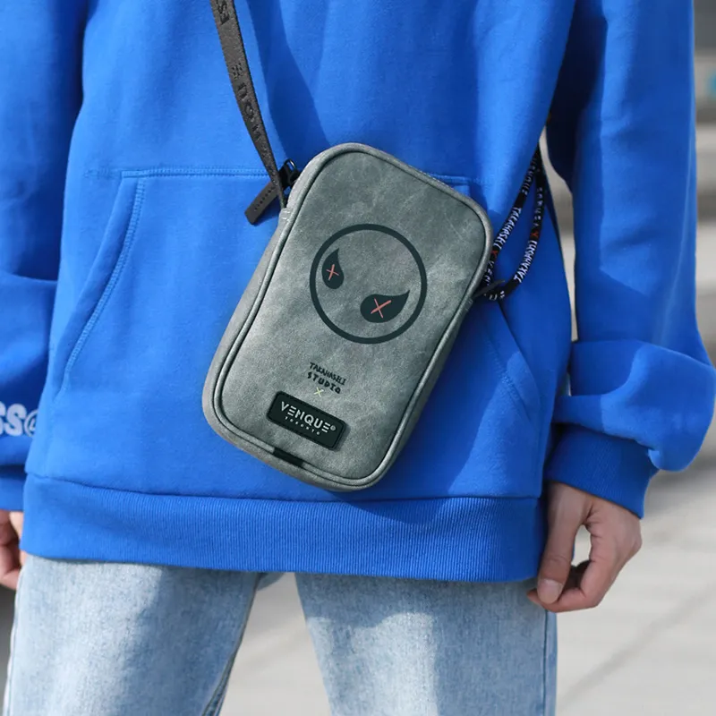 Venque Polyester Cell Phone Pouch, Small Square Bag, Shoulder Bag, Crossbody Bag Regular Unisex Gray-5