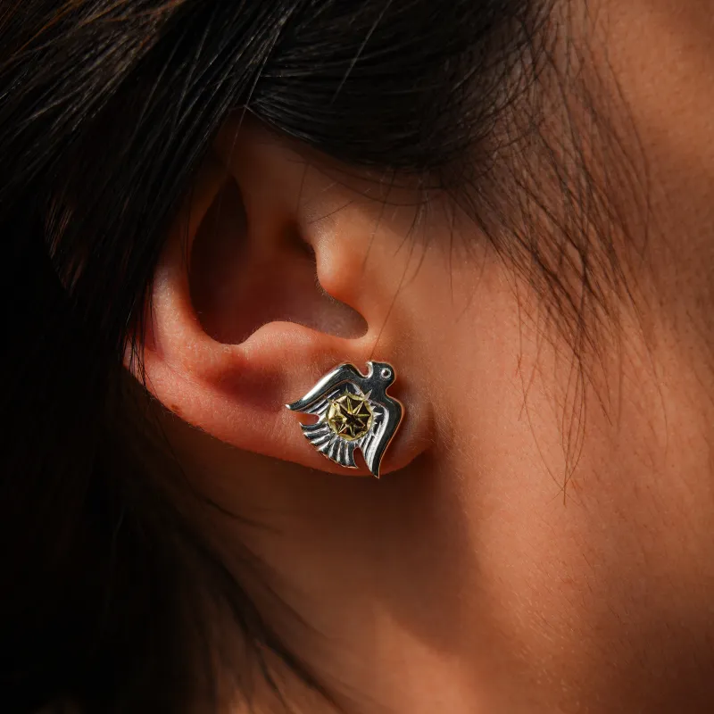 GOD SUNS 18K Gold 950 Silver Stud Earrings Unisex-4