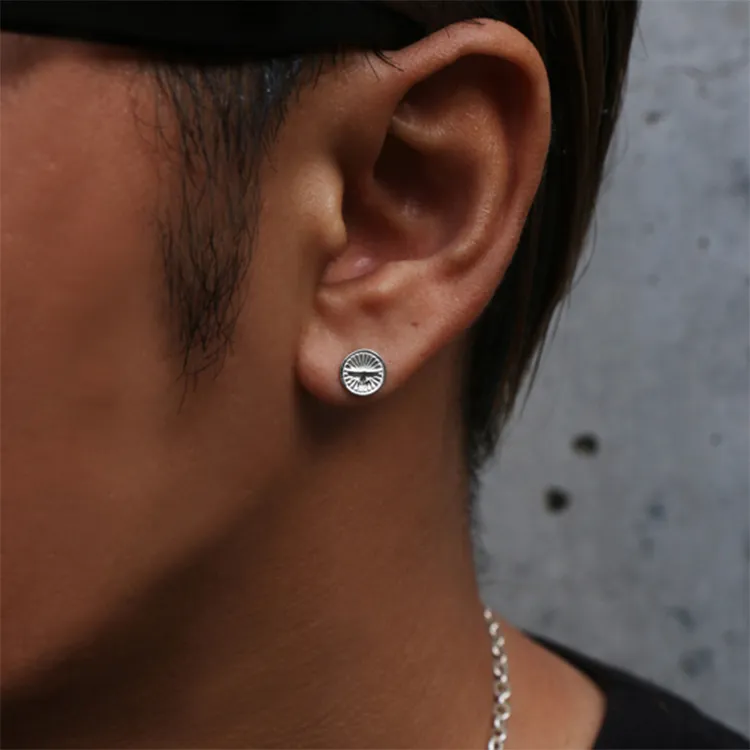 GOD SUNS 950 Silver Stud Earrings Unisex-3